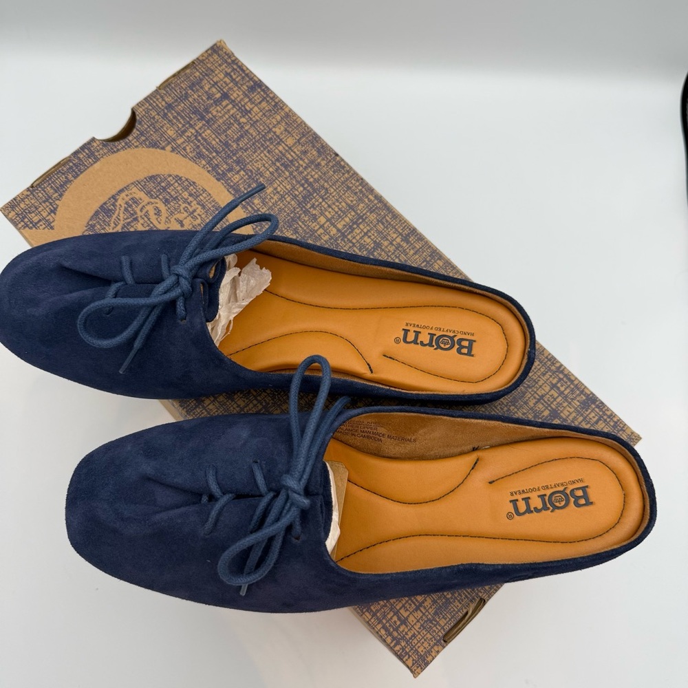 Børn Bianca Suede Lace-Up Mules – Indigo Blue – Size 8 / 38